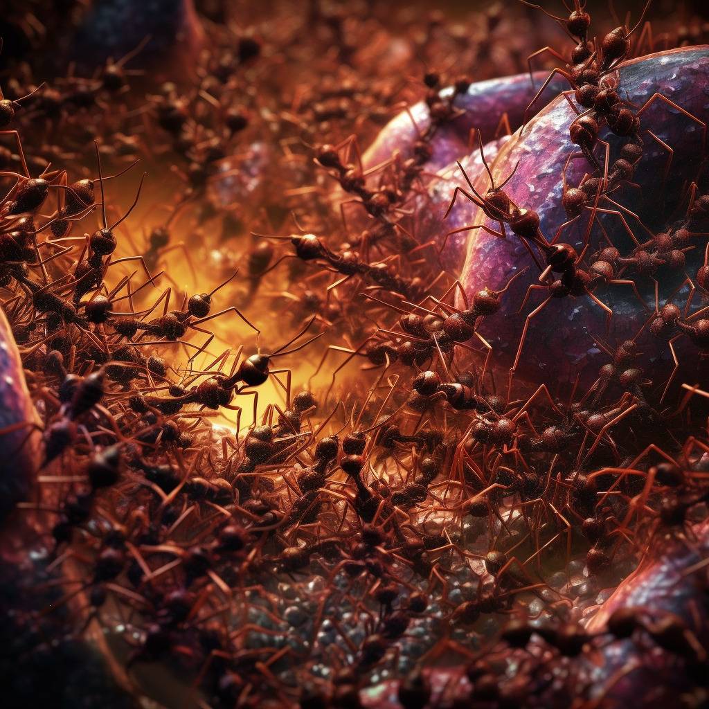 Ant Colony - zoomed in macro image of an ants nest Ant Colony - zoomed in macro image of an ants nest